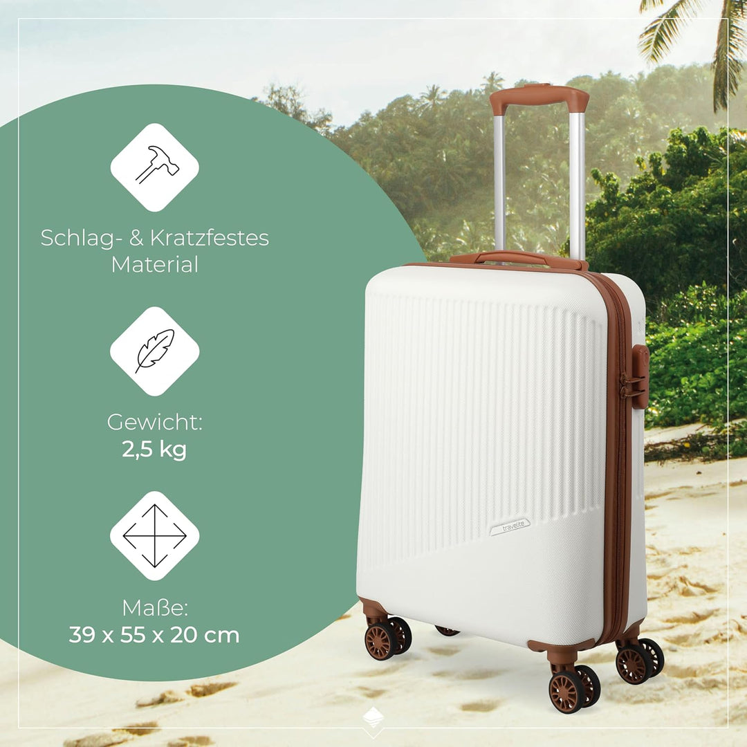 Travelite Handgepäck Trolley klein, Bali, 55x39x20 cm, 2,5 kg, Kratzfeste Hartschale, mit 4 Doppelro