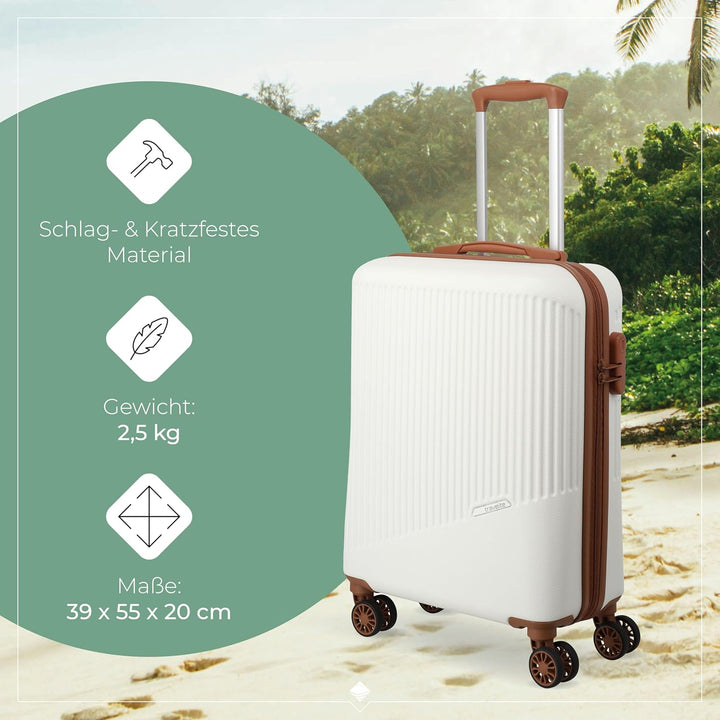Travelite Handgepäck Trolley klein, Bali, 55x39x20 cm, 2,5 kg, Kratzfeste Hartschale, mit 4 Doppelro