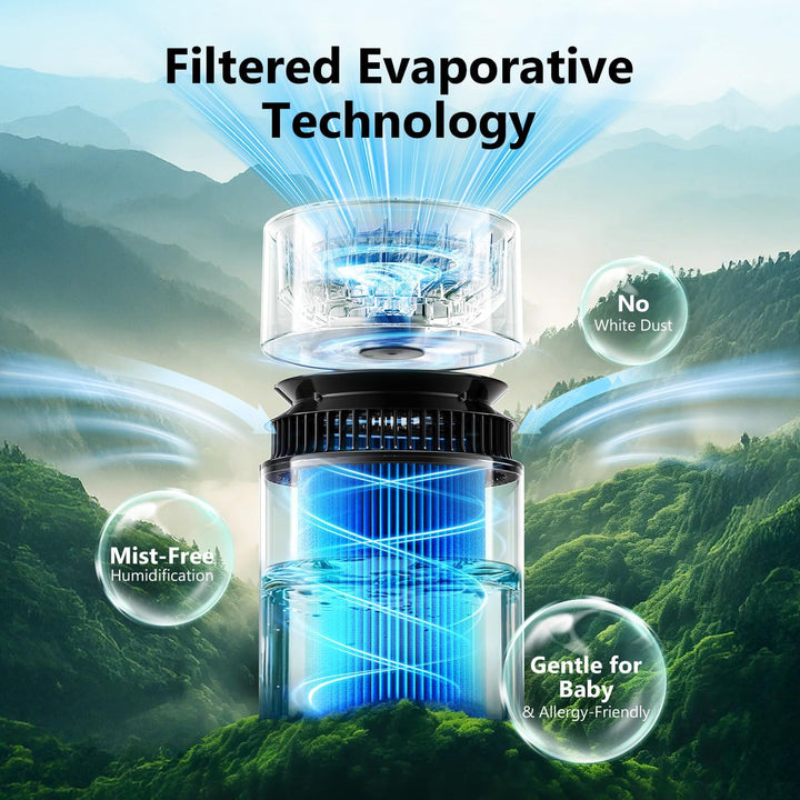 3L Top-Fill Luftbefeuchter mit Filter, Luftbefeuchter Schlafzimmer, bis 35H, Timer & Auto-Abschaltun