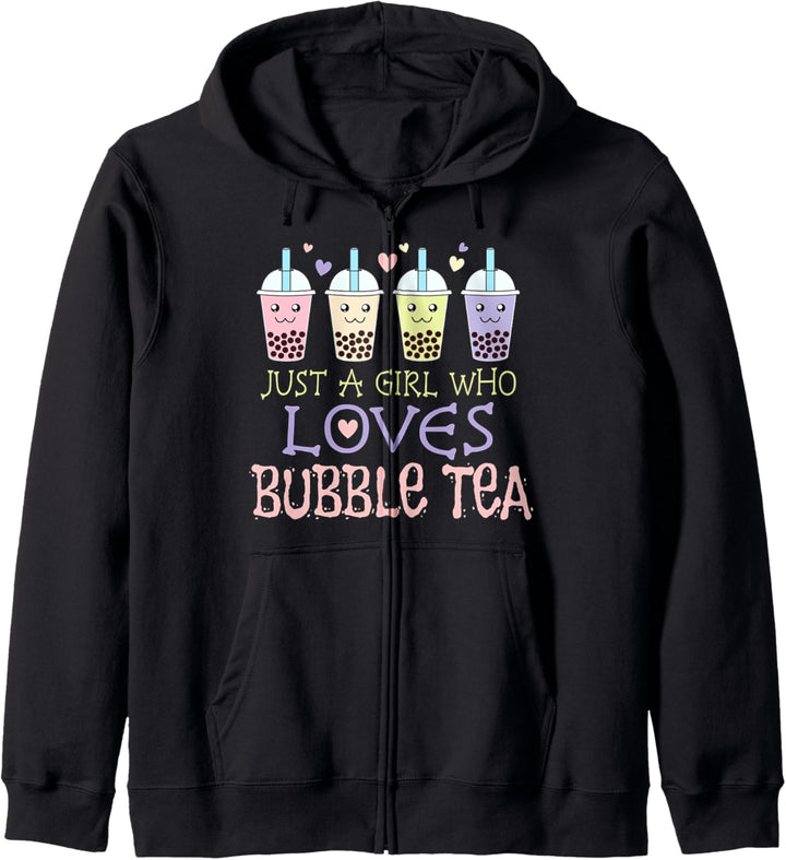 Just A Girl Who Loves Bubble Tea Kawaii Boba Milk Tea Lover Kapuzenjacke