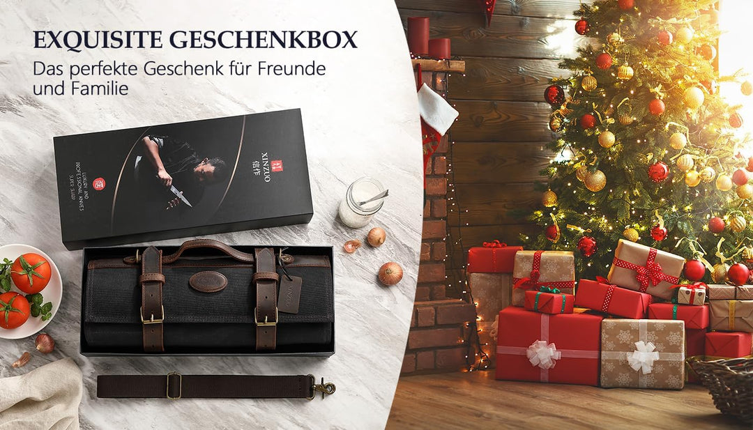 XINZUO Messertasche, Profi Koch Rolltasche, Universal Etui für Koch 12 Slots, 16oz gewachstes Segelt