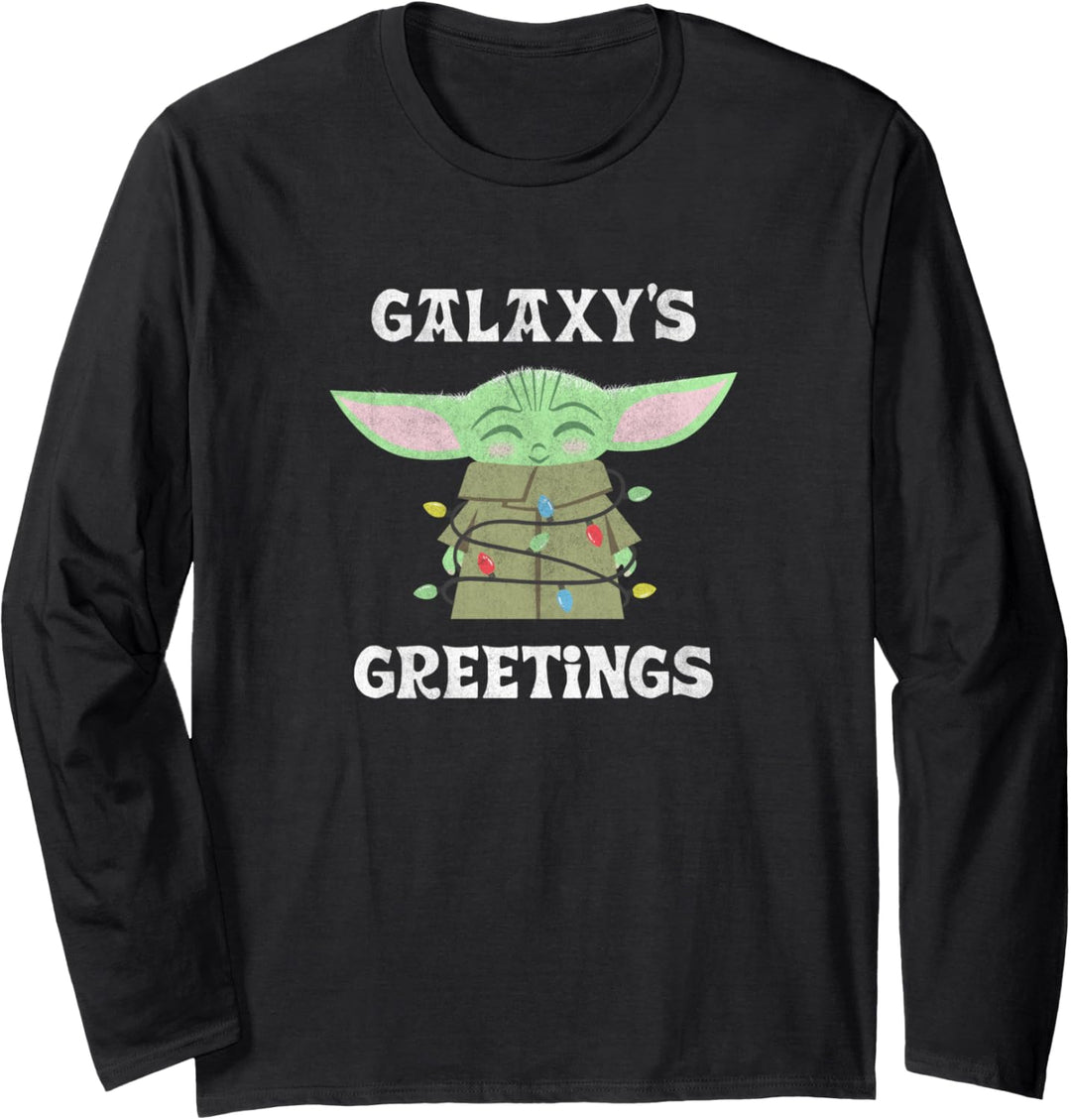 Star Wars The Mandalorian Christmas Child Galaxy's Greetings Langarmshirt