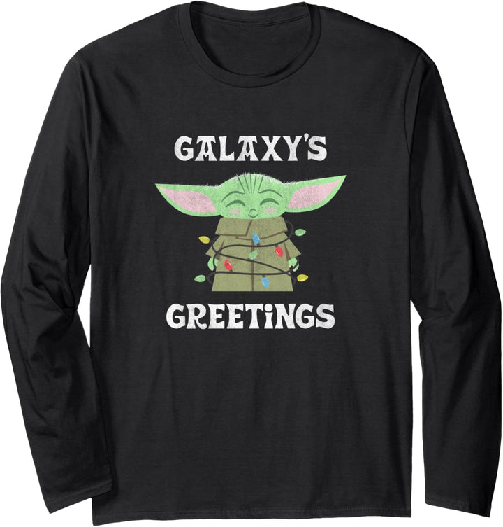 Star Wars The Mandalorian Christmas Child Galaxy's Greetings Langarmshirt