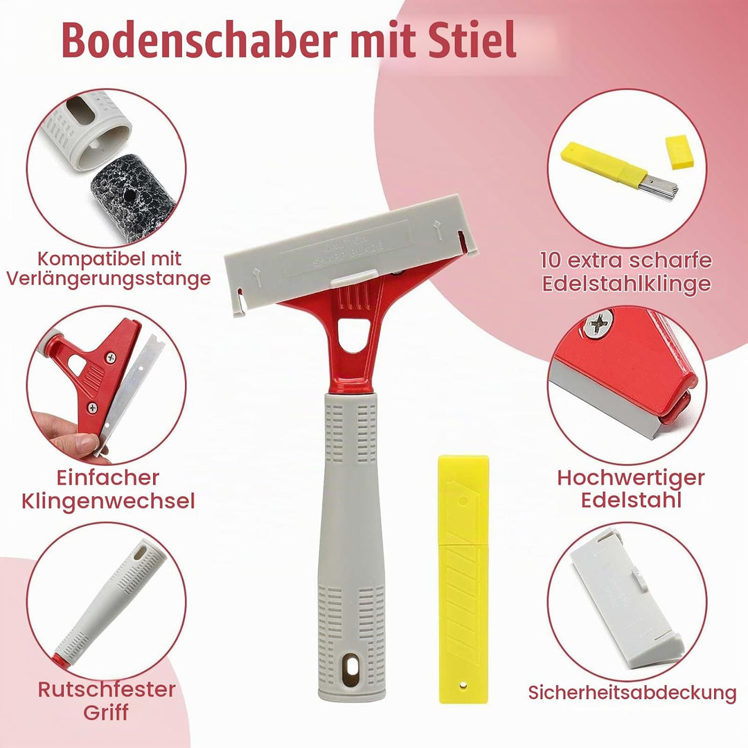 Tapetenschaber lang, Farbschaber mit langem Stiel, 1 Stück Tapetenschaber mit Gummigriff, Fenstersch