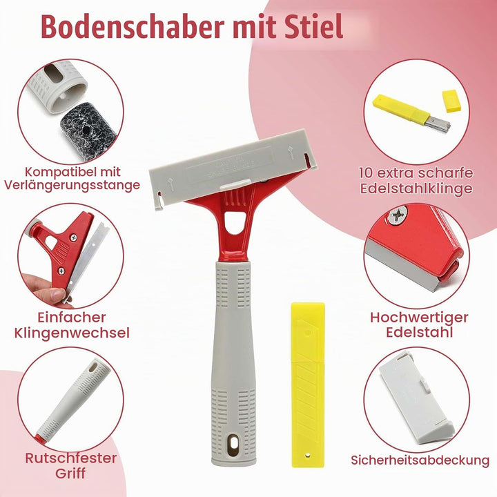 Tapetenschaber lang, Farbschaber mit langem Stiel, 1 Stück Tapetenschaber mit Gummigriff, Fenstersch