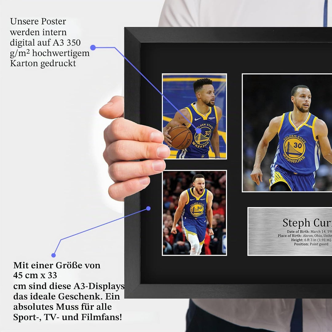 HWC Trading FR A3 Steph Curry Golden State Warriors Geschenke Gedruckt, Signiert Autogramm-Präsentat