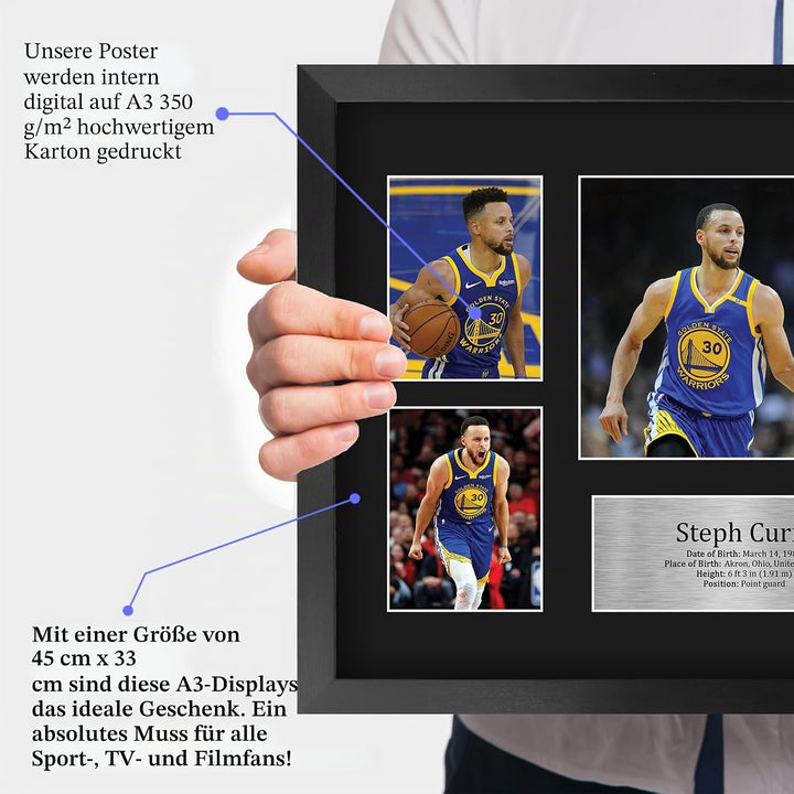 HWC Trading FR A3 Steph Curry Golden State Warriors Geschenke Gedruckt, Signiert Autogramm-Präsentat