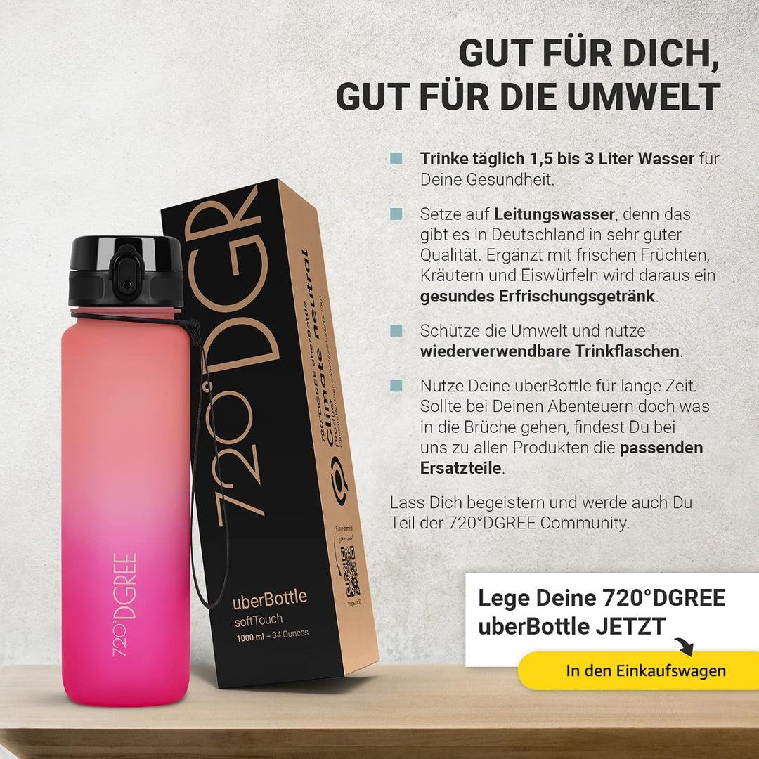 720°DGREE Trinkflasche “uberBottle“ +Sieb - 350ml, 500ml, 650ml, 1000ml, 1,5l, 2l - BPA-Frei - Wasse