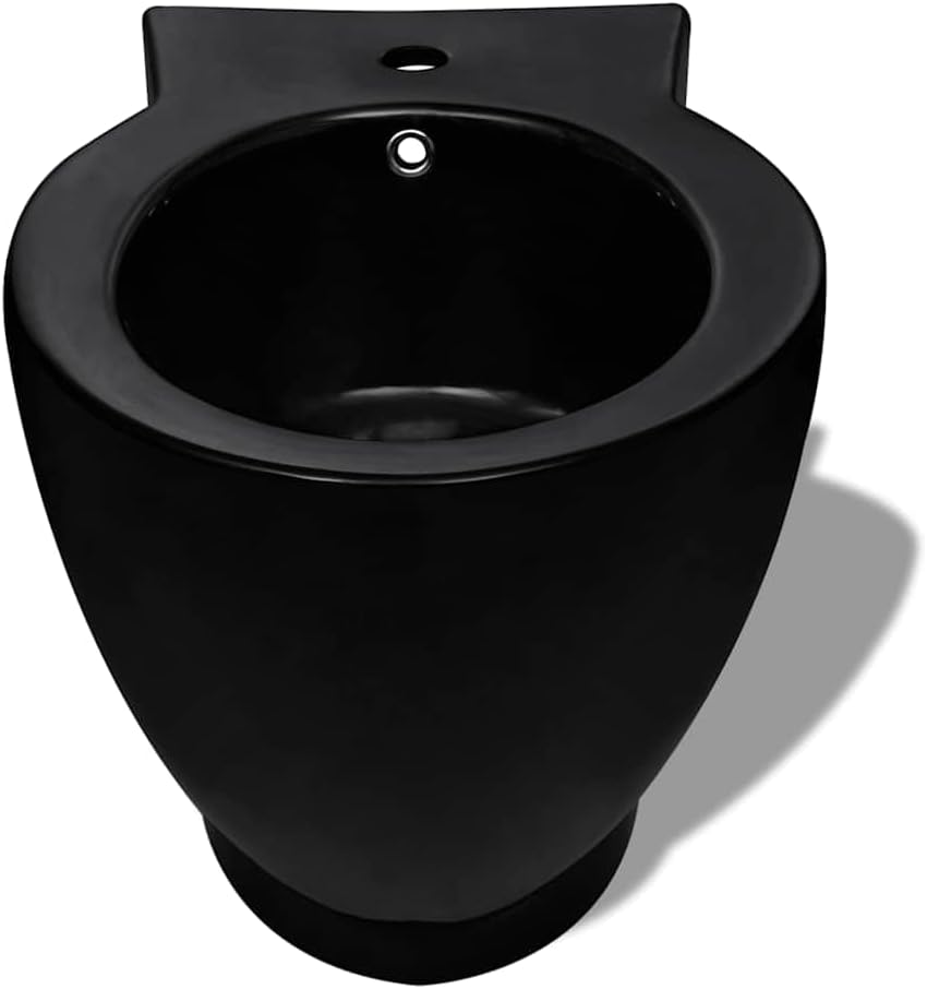 Bidet, rund, zum Aufstellen, aus Sanitärkeramik, schwarz, für Badezimmer