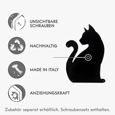 KalaMitica Katze 2 Design magnetische Kreidetafel aus Stahl, Anthrazit, 56x38x0,12cm, Katze 2