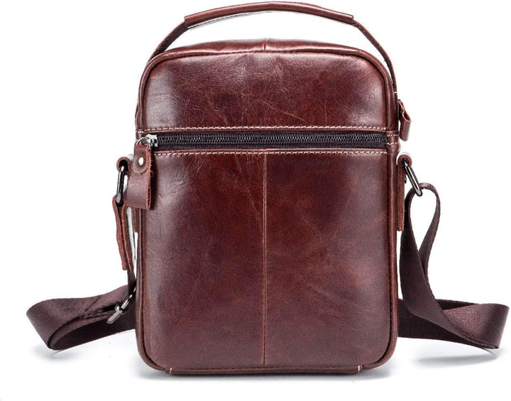 BULLCAPTAIN Herren Sling Bag Tasche Leder, Echtes Leder Schultertasche Hochformat Umhängetasche zum