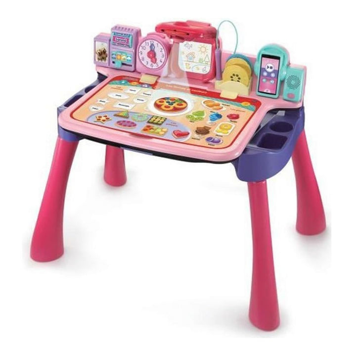 VTech - Magi Interaktiver Schreibtisch 5 in 1, Rosa, Kinderschreibtisch mit Hocker, beleuchtetem Dis