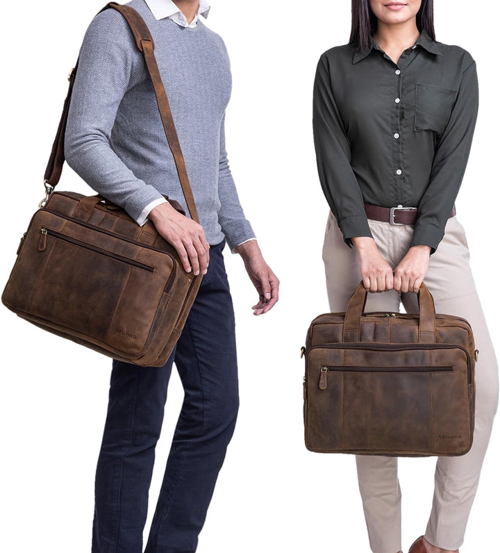 STILORD 'Experience' Vintage Lehrertasche Leder gross für Herren Damen XL Aktentasche Business Schul