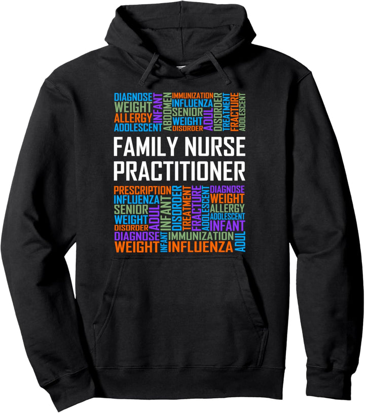 Family Nurse Practitioner Wörter FNP Krankenpflege Absolvent Pullover Hoodie