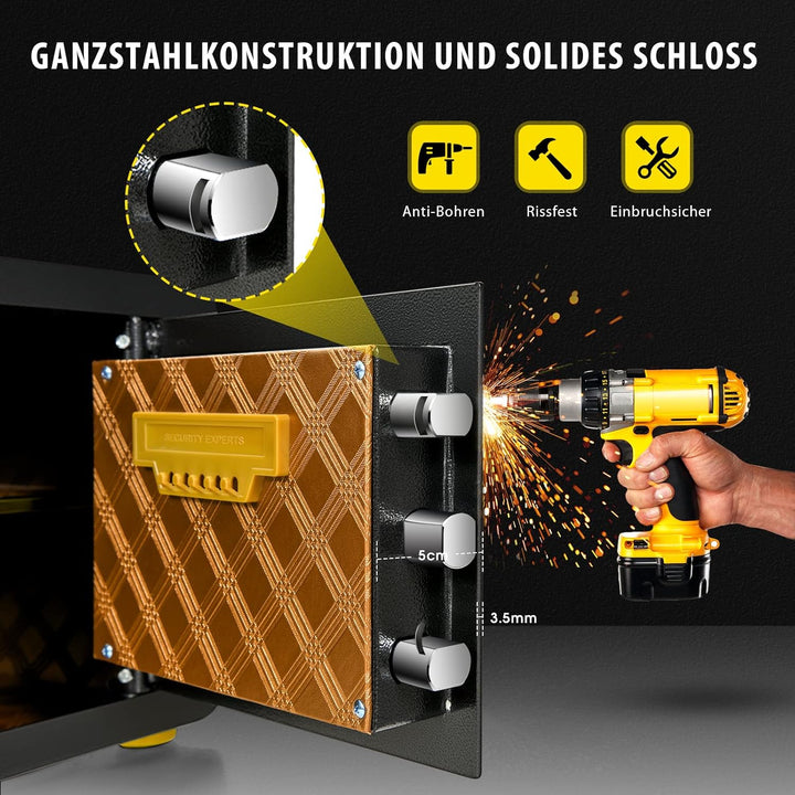 COSTWAY 31,5L Safe Tresor mit Zahlenschloss | 40 x 30 x 31 cm | inkl. 2 Notfallschlüssel | Wandtreso