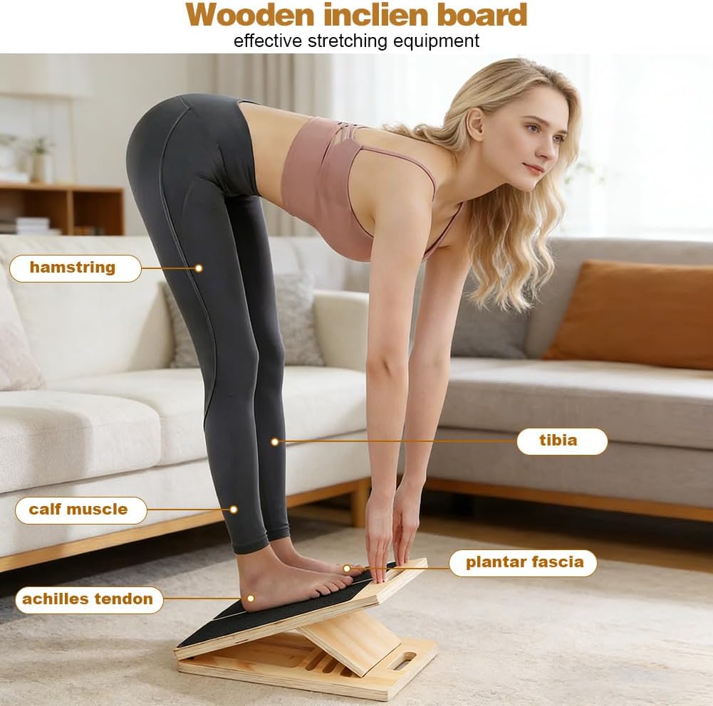 Wadendehner aus Holz, Balance Board aus Holz, Tragbares Schrägbrett, Verstellbar Wadenstrecker mit T