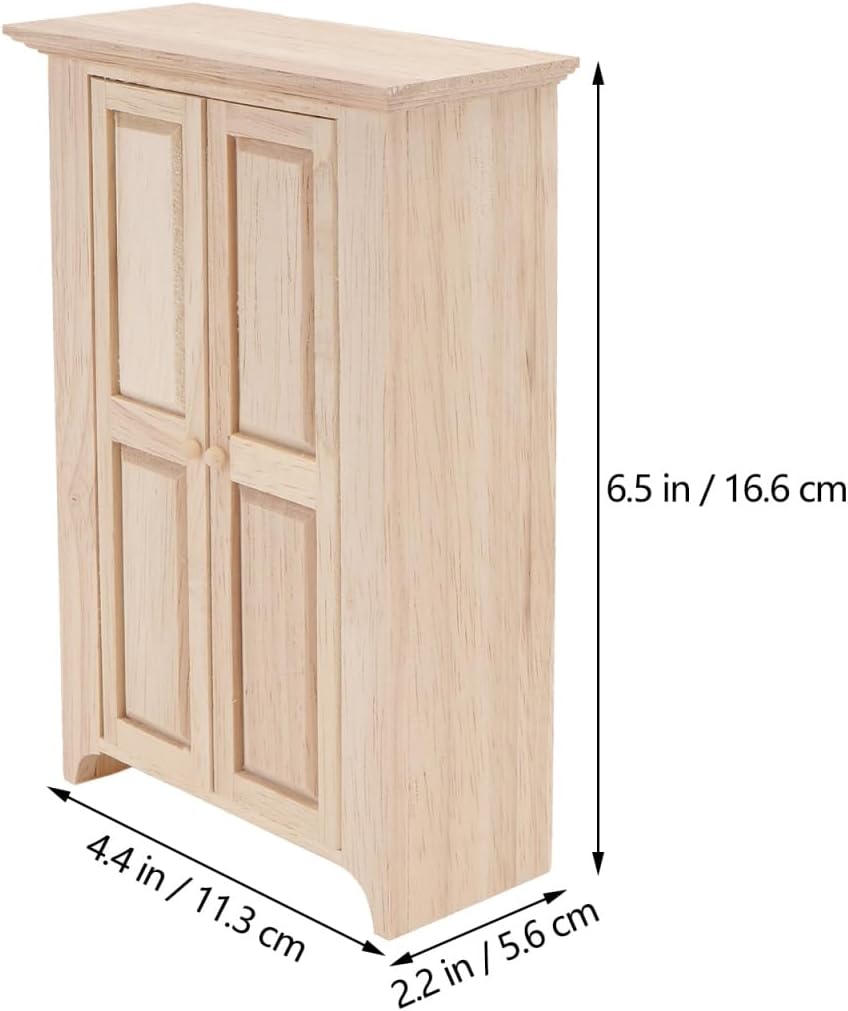 Yardwe Puppenhaus Kleiderschrank Holz, 11.3 x 5.6 x 16.6 cm, Synthetischem Material, Miniatur MöBel
