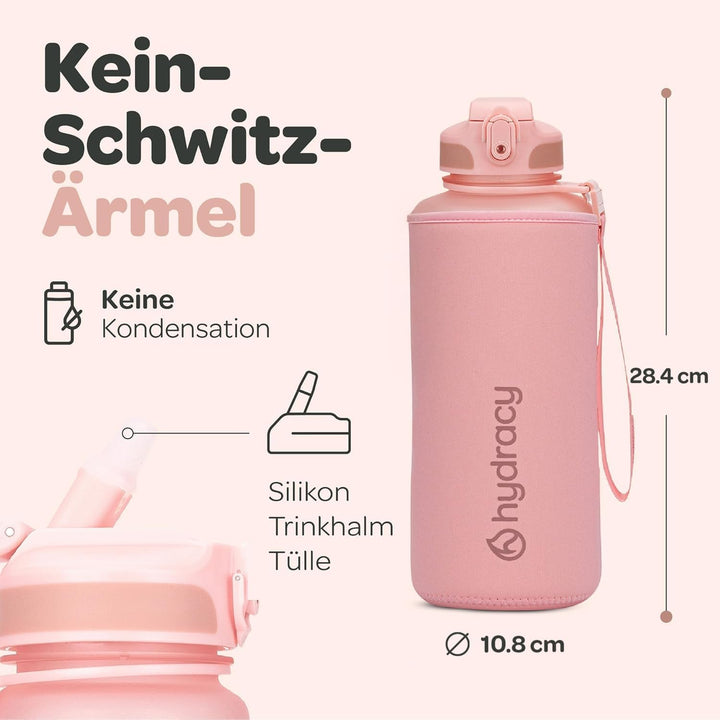Hydracy Trinkflasche mit Strohhalm und Zeitmarkierung - 2L Wasserflasche - BPA-freie Trinkflasche -
