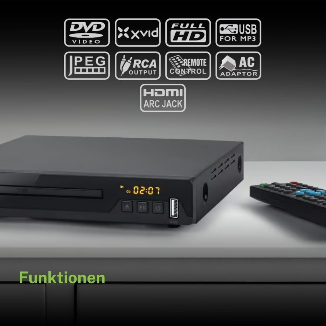 Muse M-55 DV Full HD DVD-Player, kompatibel mit DVD+R/RW, CD, CD-R/RW, MP3-, JPEG- und Xvid-Wiederga