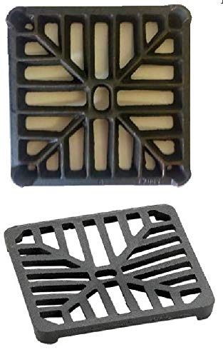 Gullygitter 15,2 x 15,2 cm, 9 mm dick. Gusseiser, robuster Ablauf, schwarzes Satiniertes Finish