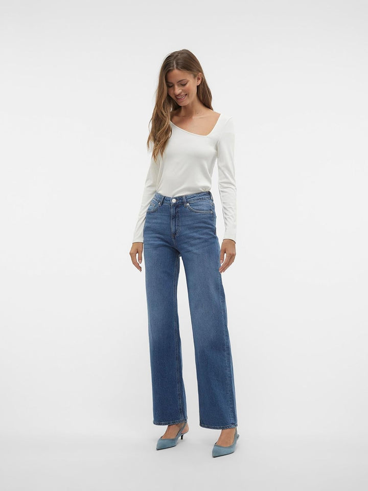 Vero Moda Female Weit geschnitten VMTESSA Hohe Taille Weit geschnitten Jeans 25W / 30L Medium Blue D