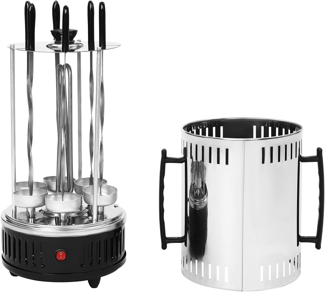 1000W Vertikaler Elektrogrill, Schaschlikgrill Tischgrill Dönergrill mit 6 Spiesse Kebab BBQ Elektri