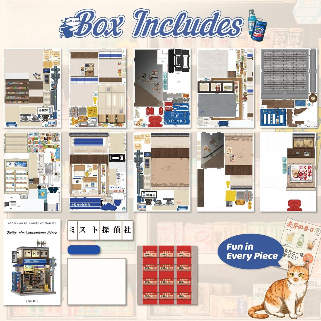 CUTEBEE Book Nook Kit - Puppenhaus Im Japanischen Stil, DIY Holz Miniaturhaus Für Erwachsene, Wohn U