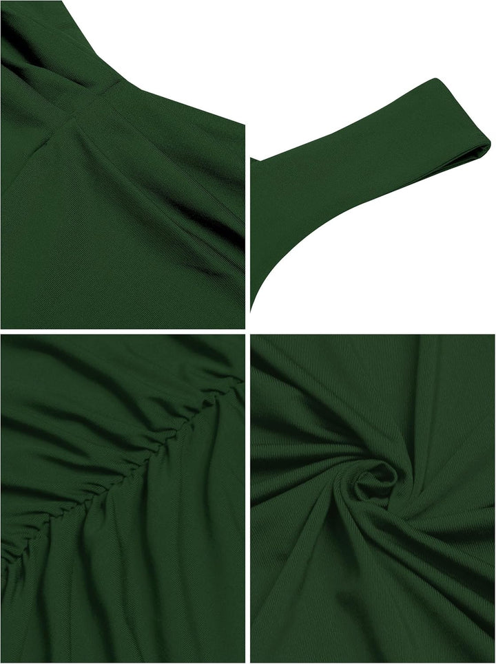 Missufe Damen Cocktailkleid Partykleid Bodycon Minikleid Elegant Enges Kleider S Dunkelgrün, S Dunke