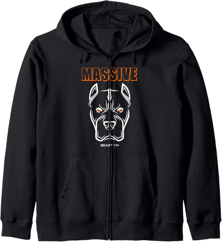 Massive Bulldog Kopf Orange Gym Training Fitness Workout Kapuzenjacke