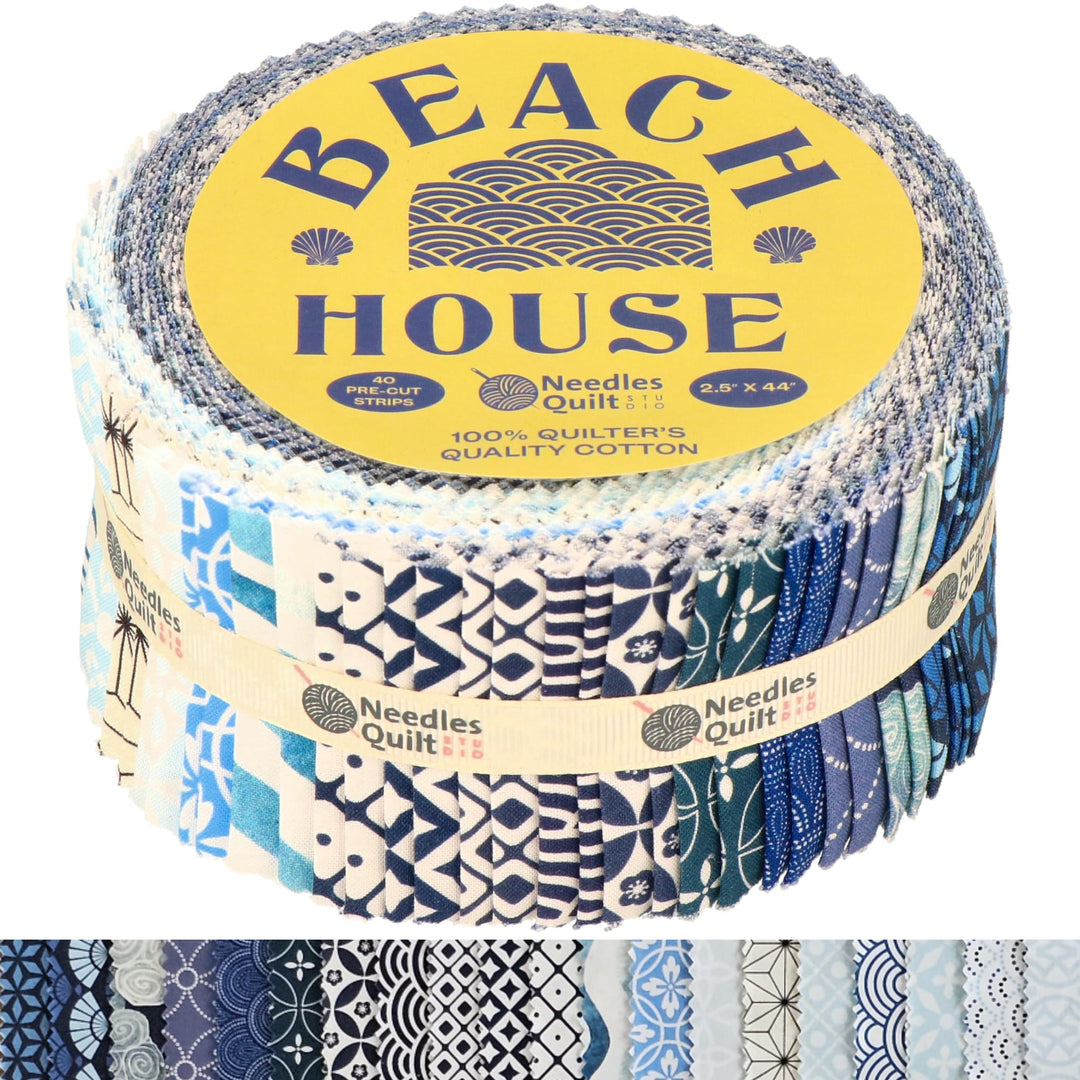 Needles Quilt Studio – 6,3 cm vorgeschnittene 40 Stoffstreifenbündel (Strandhaus) | Baumwollstreifen