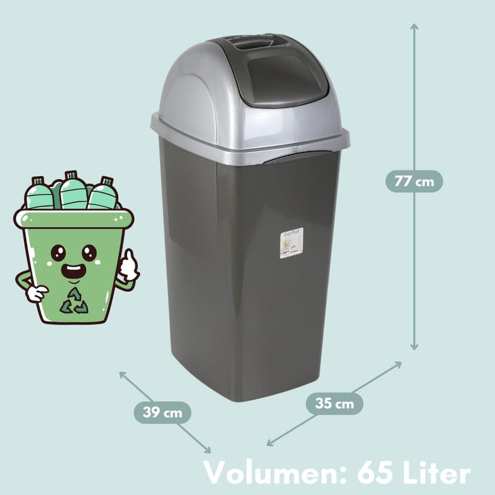 GarPet Mülleimer Schwingdeckel Mülleimer Küche 65 L Gross Schwingeimer Mülltrenner Abfalleimer Küche