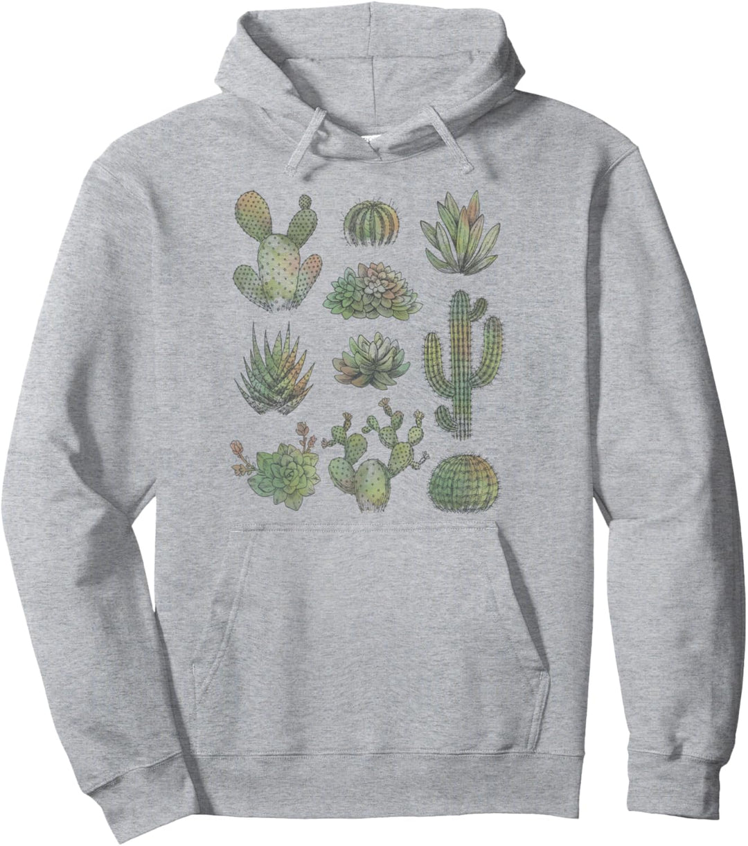 Trendy Watercolor Cactus Pullover Hoodie