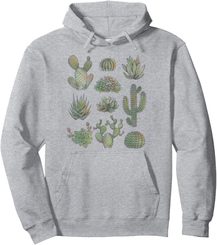 Trendy Watercolor Cactus Pullover Hoodie