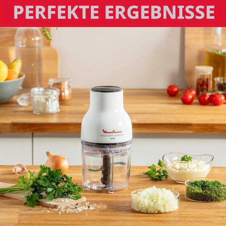 Moulinex Moulinette Essential DJ5201 3-in-1 Zerkleinererer, Mixen und Schneiden, Druckdeckel-System