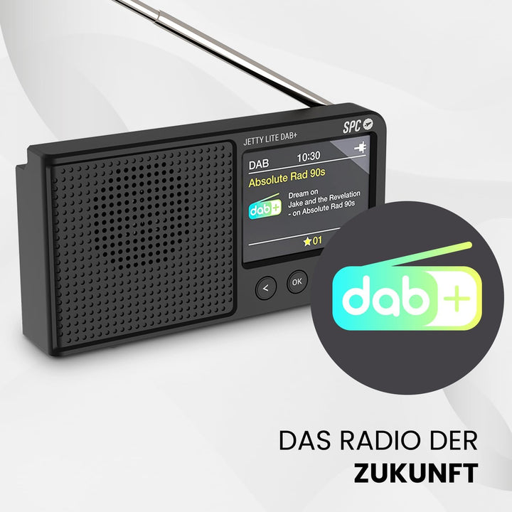 SPC Jetty Lite DAB+ | Tragbares Radio mit DAB+/UKW RDS | 80 Speicherplätze | 2,4" TFT-Farbdisplay |