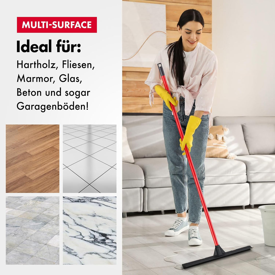 Tyroler Double-Blade Floor Squeegee 43CM - Silicone or Rubber Head, 140CM 4-Part Steel Handle - Vers