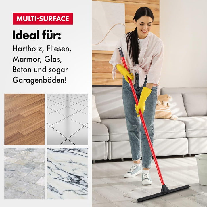 Tyroler Double-Blade Floor Squeegee 43CM - Silicone or Rubber Head, 140CM 4-Part Steel Handle - Vers