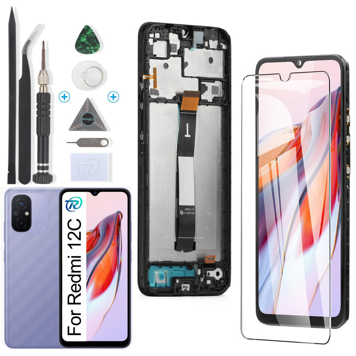 RongZy Kompatibel mit Xiaomi Redmi 12C Ersatz Bildschirm LCD Display und Touchscreen-Digitizer mit W