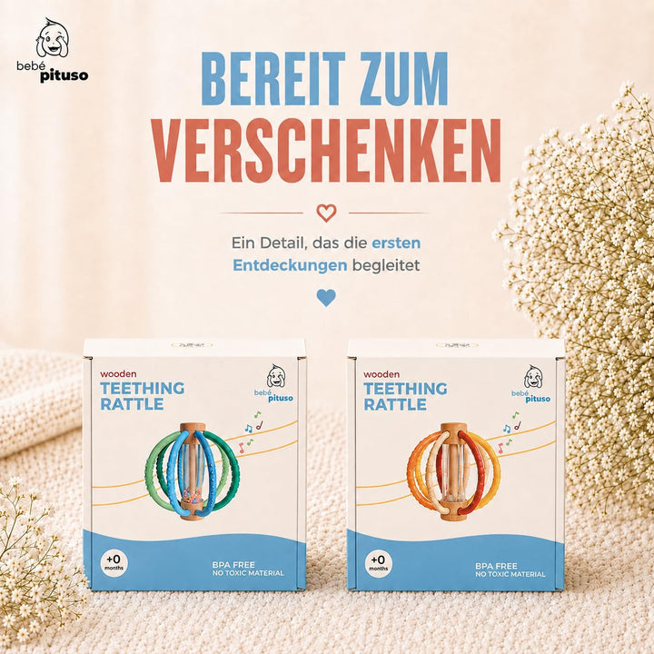 Zahnungshilfe Baby aus Silikon – Montessori Spielzeug 0-6 Monate – Tummy Time Toys mit sensorischer