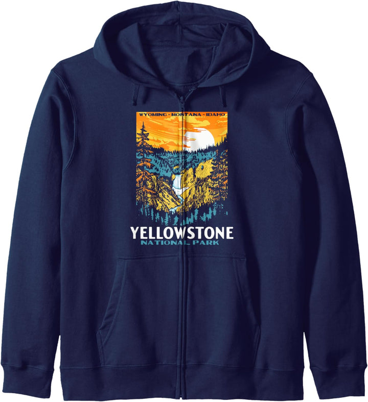 Retro Yellowstone National Park WPA Style Lower Falls Kapuzenjacke