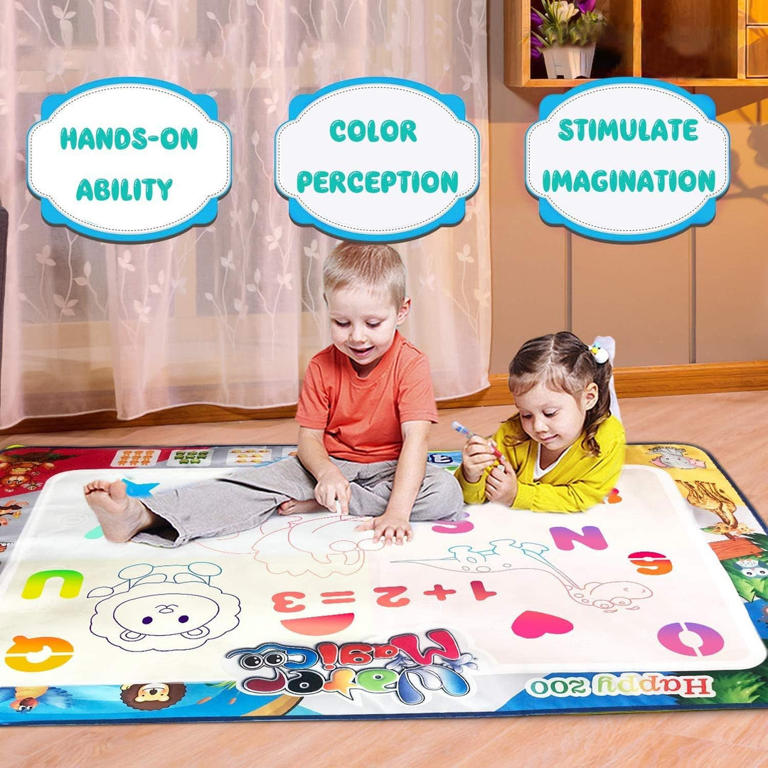 MOONTOY Tier Wassermalmatte 120 x 80cm, Wasser Doodle Matte Geschenk,Mädchen Malmatte mit Wasserstif