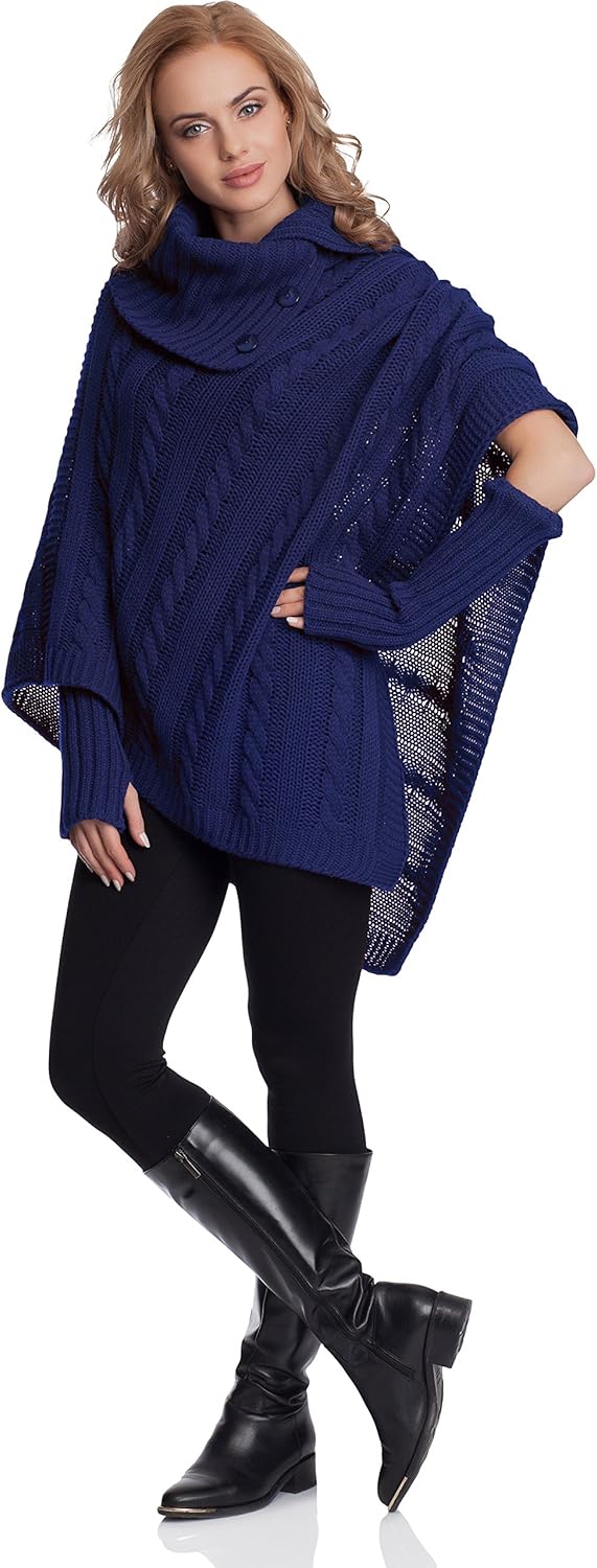 Merry Style Damen Poncho N4293 Einheitsgrösse Dunkelblau, Einheitsgrösse Dunkelblau