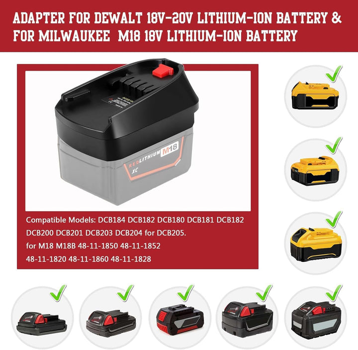 2‑in‑1 Akku Adapter für Dewalt & für Milwaukee 18V Akkus auf für Bosch PBA 18V Heim‑&‑Garten kabello