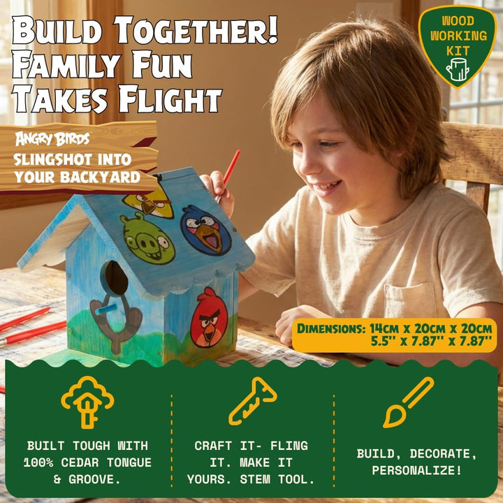 Angry Birds X WildYard DIY Vogelhaus-Bausatz – Holz-Nistkasten zum Bemalen & Bauen, Zedernholz Vogel