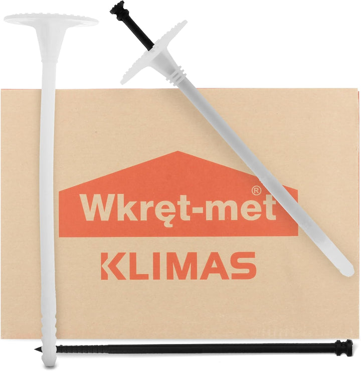 KLIMAS® Tellerdübel 100 Stück LTX ∅ 10 mm x 220 mm Dämmstoffdübel mit Kunststoffnagel Gelocht | Styr