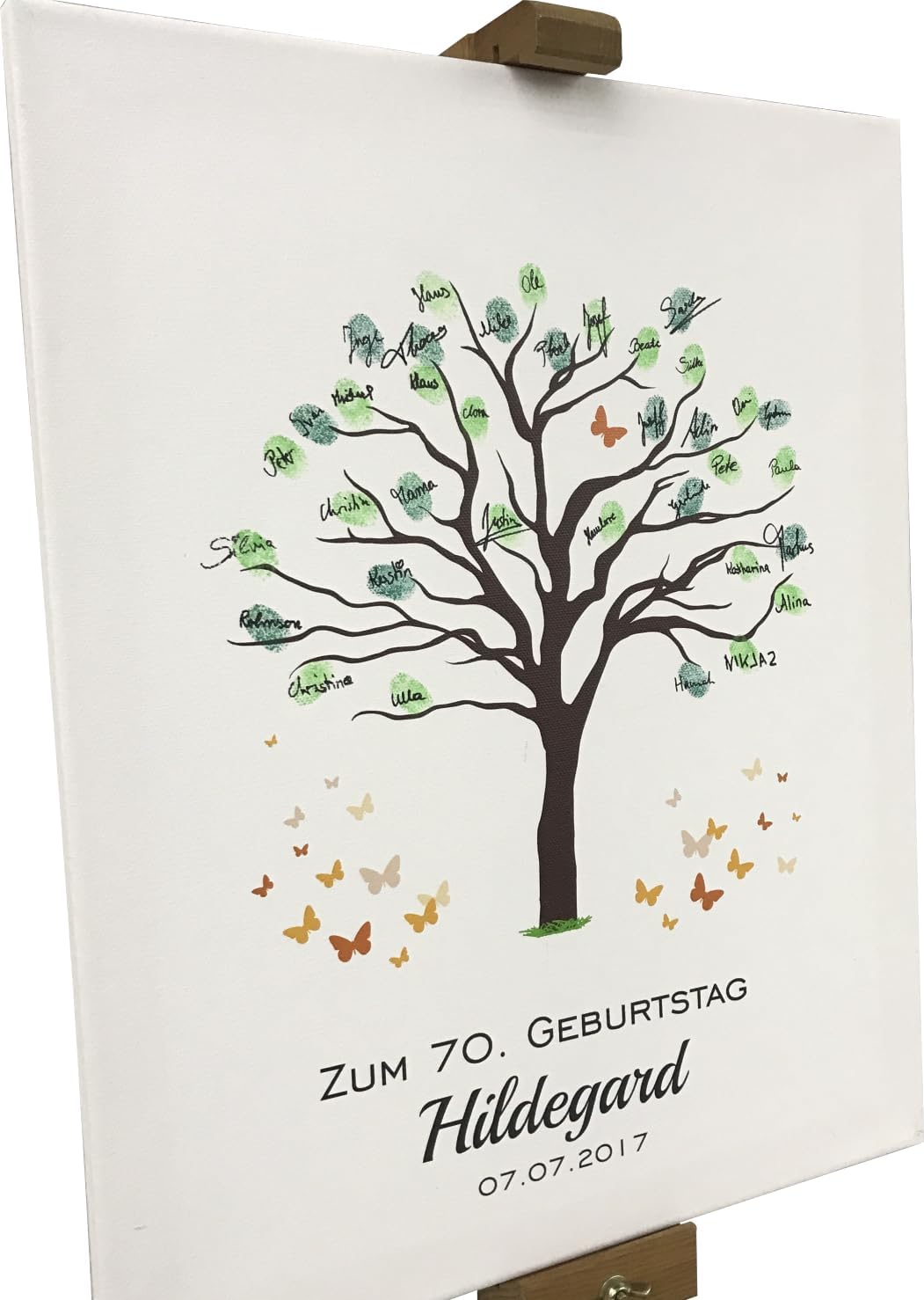 KATINGA Leinwand Zum Geburtstag - Motiv Baum - als Gästebuch für Fingerabdrücke (30x40 personalisier