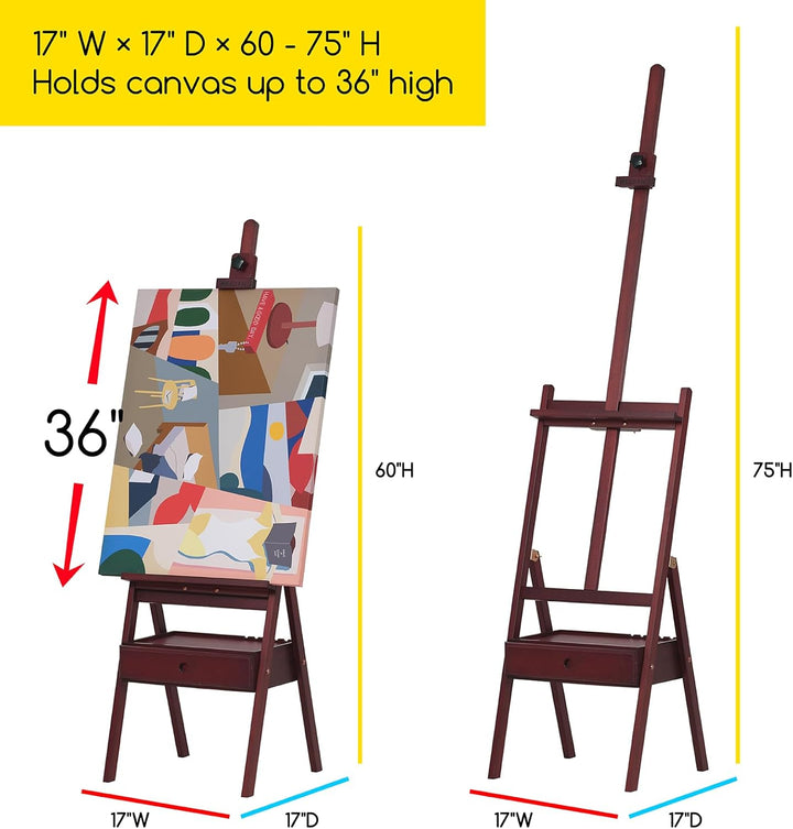 MEEDEN Staffelei Holz Gross mit Aufbewahrungsschublade, Verstellbarer Leinwand Ständer aus deutsche