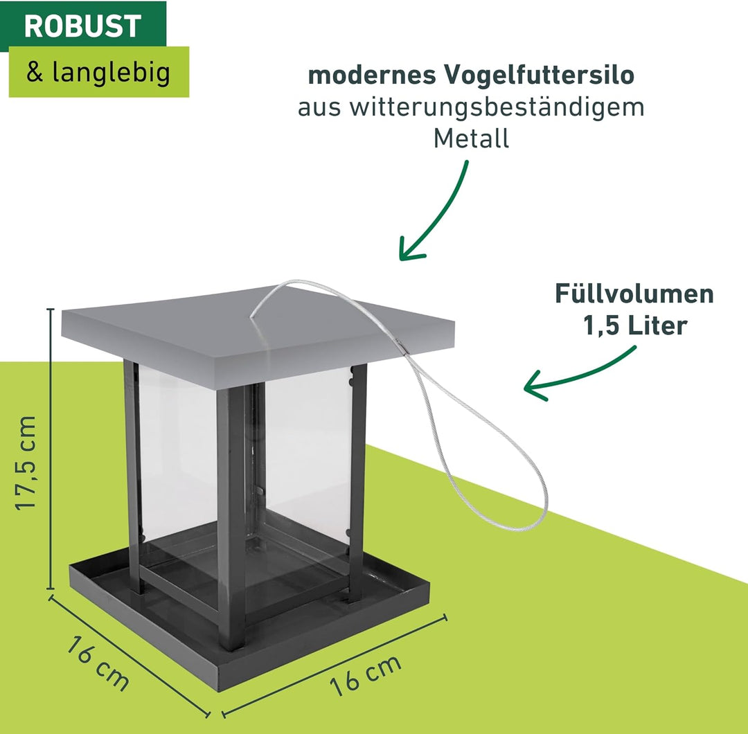 Windhager Vogelfuttersilo View, Vogelfuttersilo, Vogelhaus, Futterspender für Vögel, modernes Vogelh