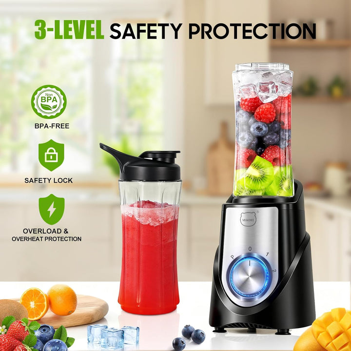 MIAOKE Smoothie-Mixer, 32.000 U/min, 10 Sekunden Entsaftungszeit, zum Zerkleinern von Eis und für Mi