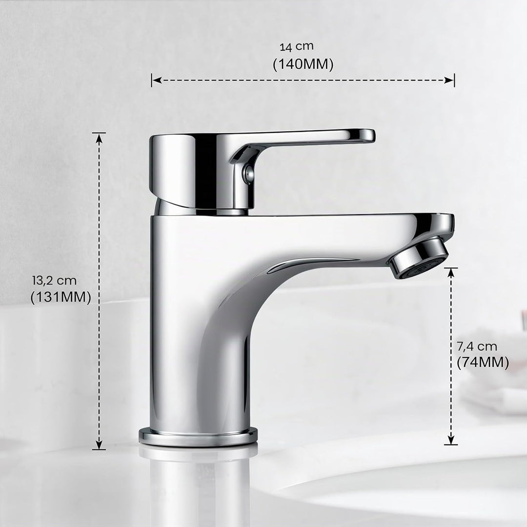 GRIFEMA Wasserhahn Bad Einhebelmischer, Waschtischarmatur Chrome Keramikkartusche, Perlator, Tropffr